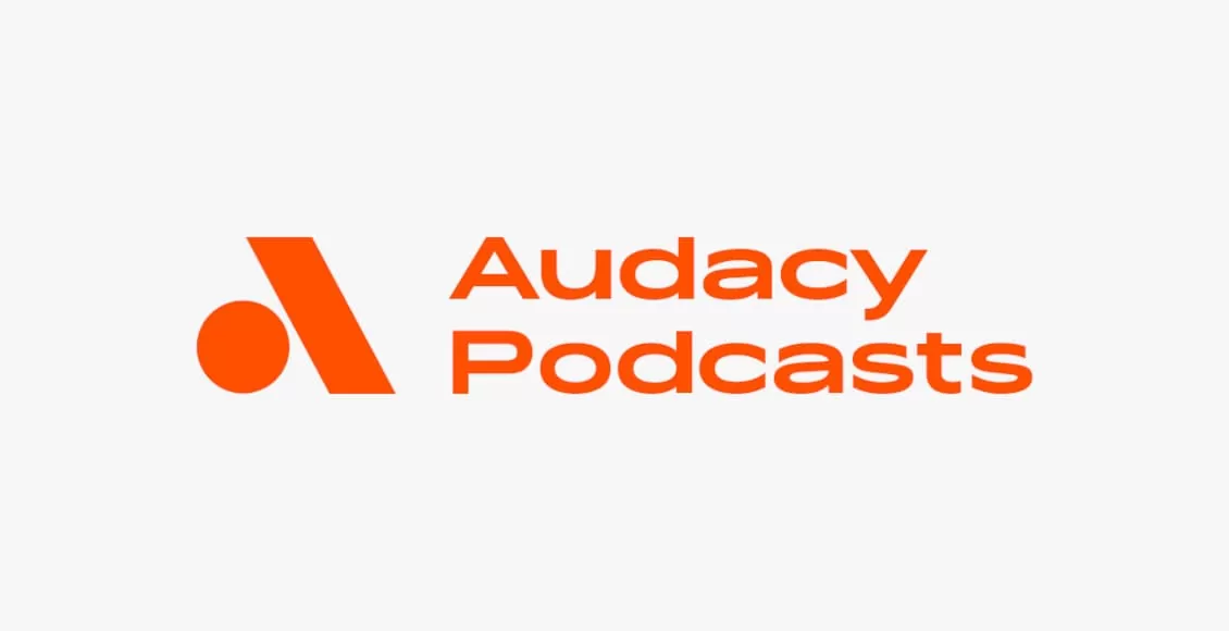 Audacy Podcasts and PAVE Studios partnership announcement graphic.