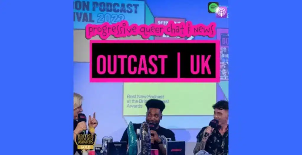 OUTCAST UK podcast logo with Trinidadian background