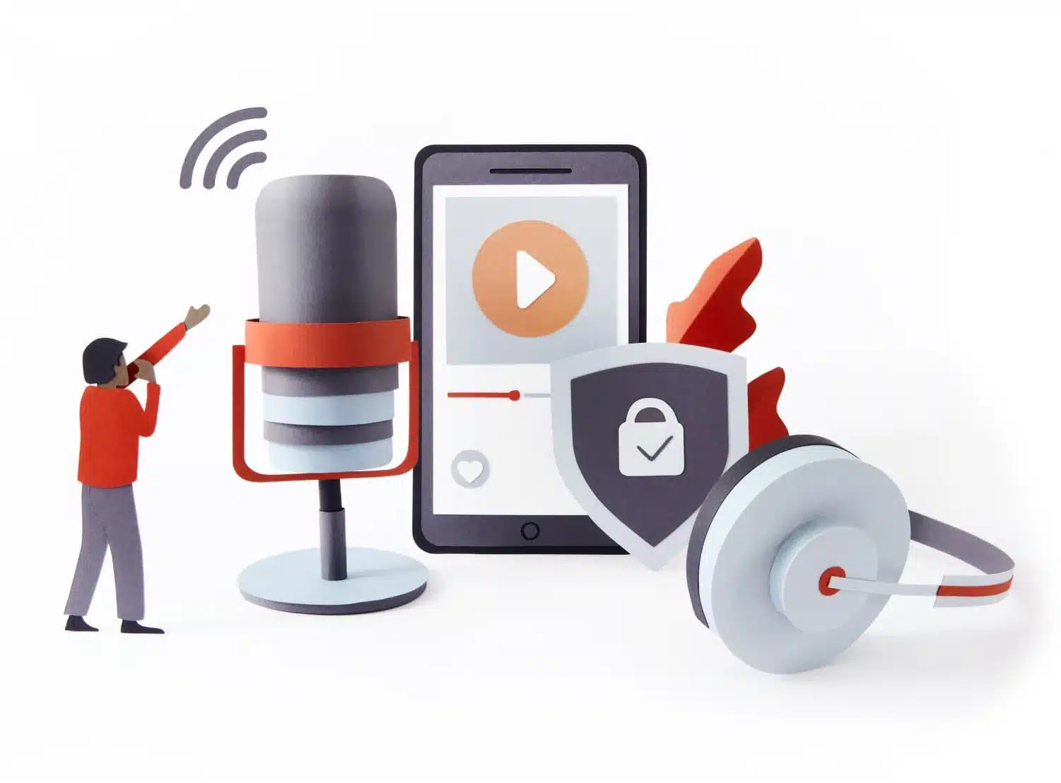 Illustration of a podcaster engaging with subscribers through Memberful's platform