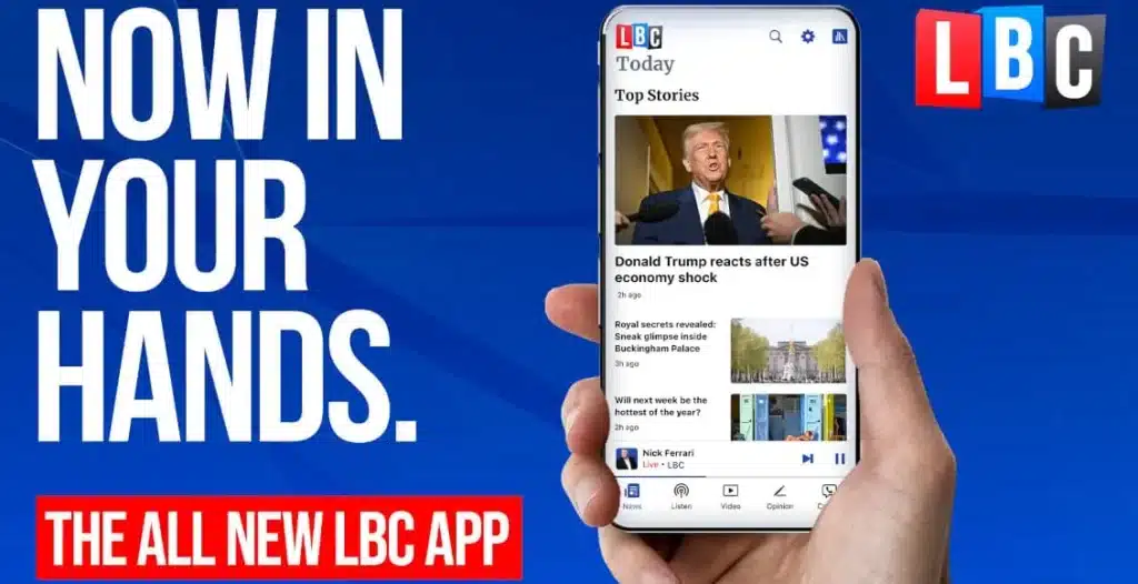 LBC App Interface Showcasing Personalized News Feed