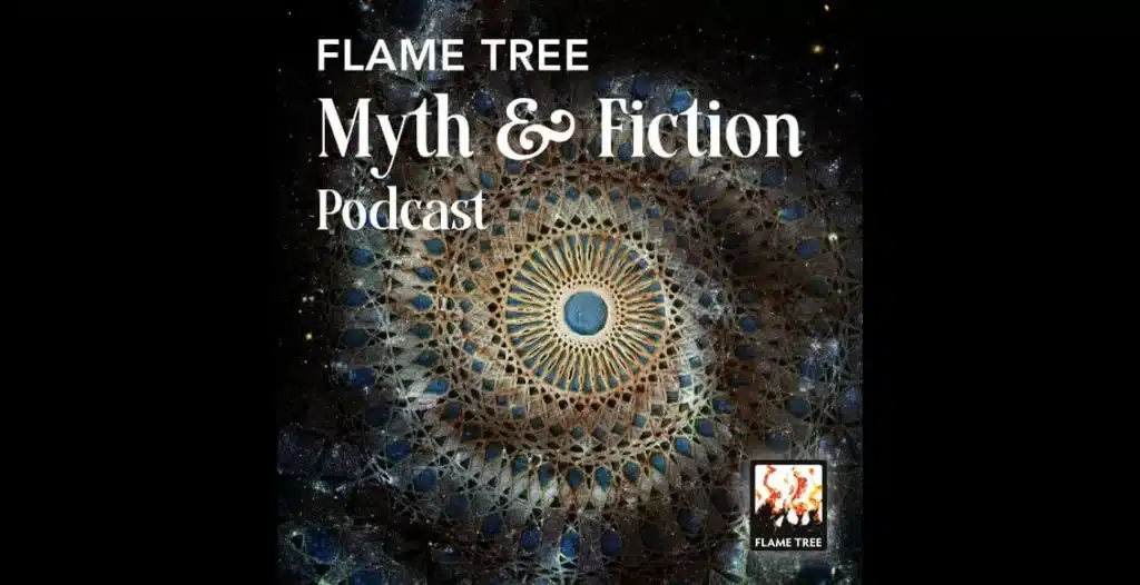 Myth & Fiction' Podcast Cover Art Featuring a Fusion of Classic and Modern Imagery