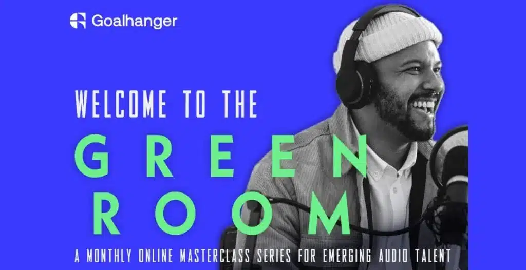 Cover image for Goalhanger's Greenroom podcast masterclass series, featuring host India Dunkley