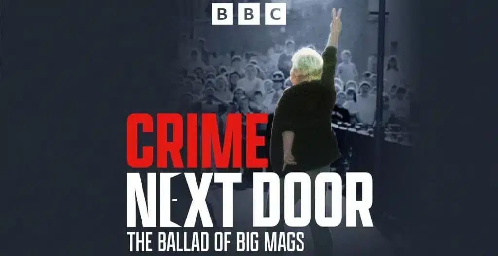 BBC Scotland podcast cover for The Ballad of Big Mags featuring Margaret Haney’s silhouette and Stirling’s skyline in background.