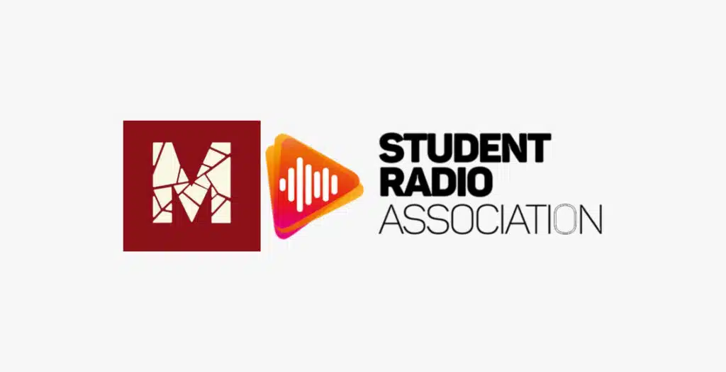 "Student Radio Association and Mercury Podcasts logos side-by-side representing their strategic distribution partnership announced in May 2025