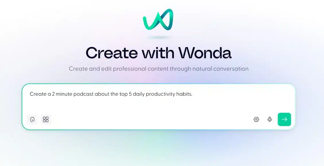 Wonda AI interface by Wondercraft for conversational content creation