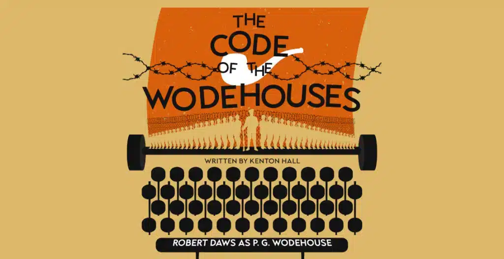 Actor Robert Daws as P.G. Wodehouse in AUK Studios’ new podcast ‘The Code of the Wodehouses’ – promotional cover art with 1940s aesthetic