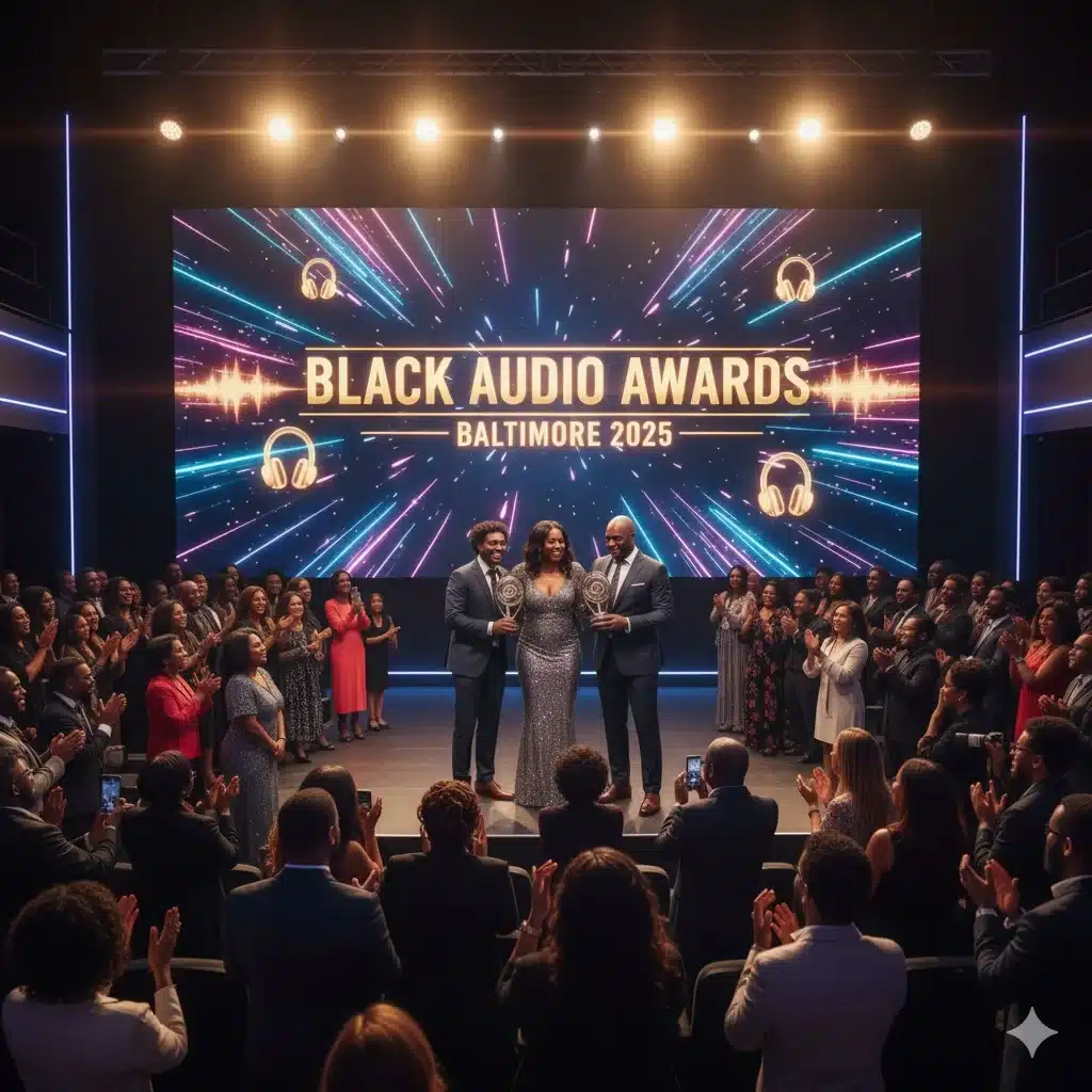 Black Podcasting Awards 2025 live ceremony at Baltimore Motor House featuring winners and presenters