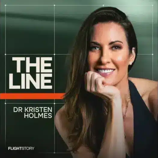 Dr Kristen Holmes podcast THE LINE cover art, showcasing human performance and elite mindset coaching