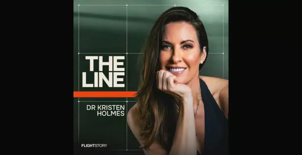 Dr Kristen Holmes podcast THE LINE cover art, showcasing human performance and elite mindset coaching