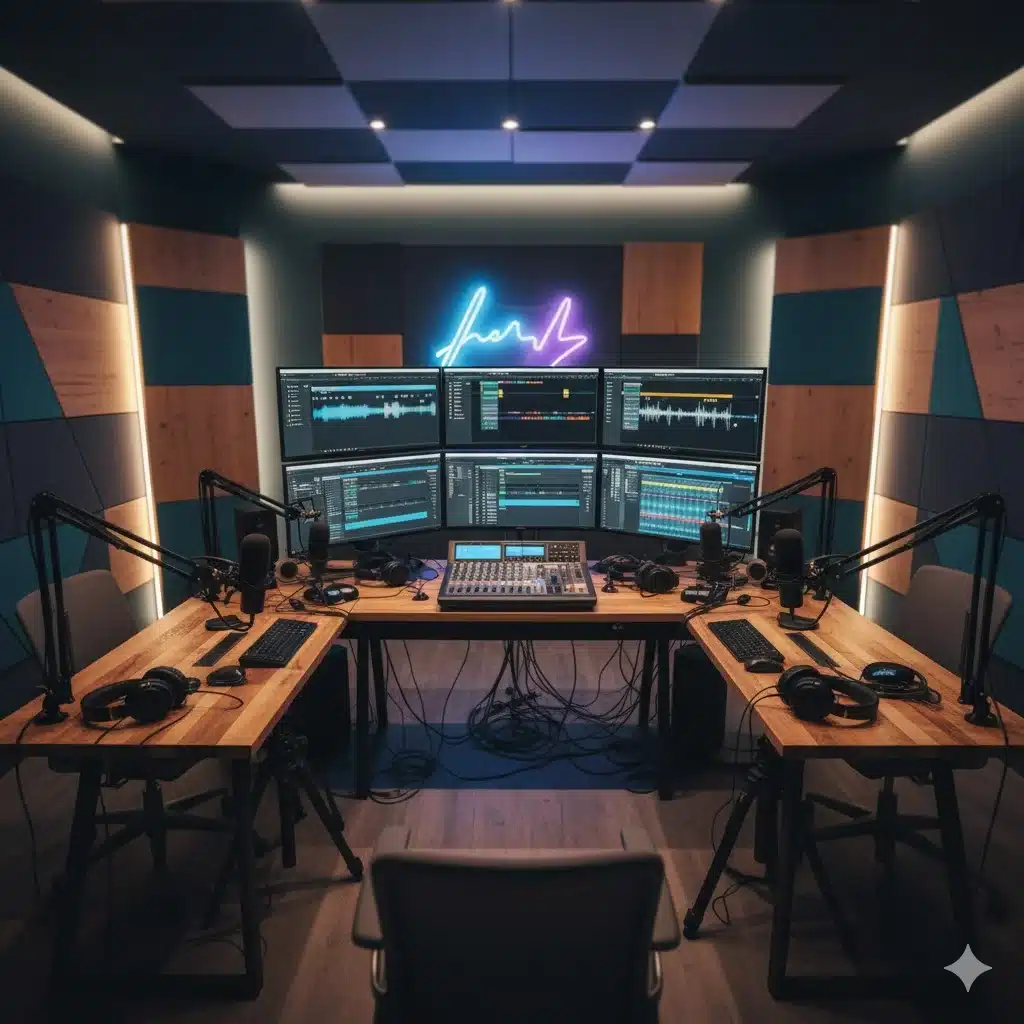 Global Studios launch announcement with logos of Global and The Fellas Studios, showcasing video-first podcasting innovation.”