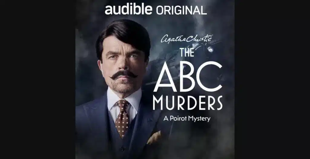 Peter Dinklage as Hercule Poirot in Audible podcast adaptation of The ABC Murders, audio drama cover art