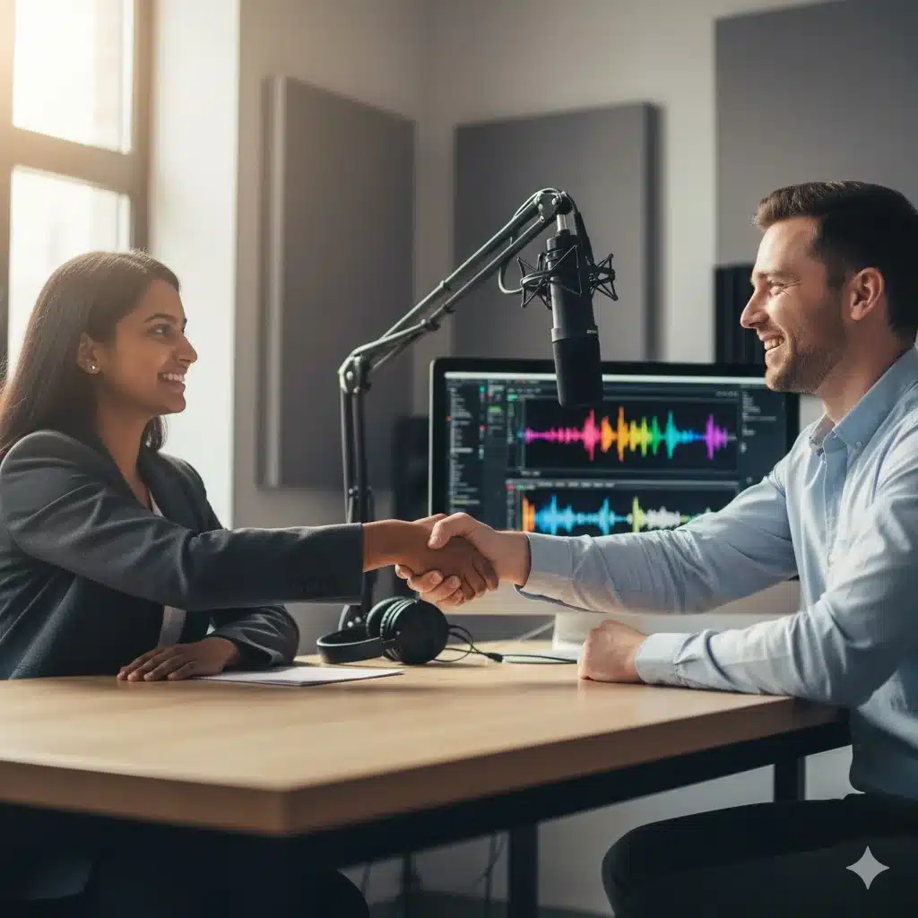 Fox Entertainment and Meet Cute logos symbolizing merger in podcast-to-screen IP innovation