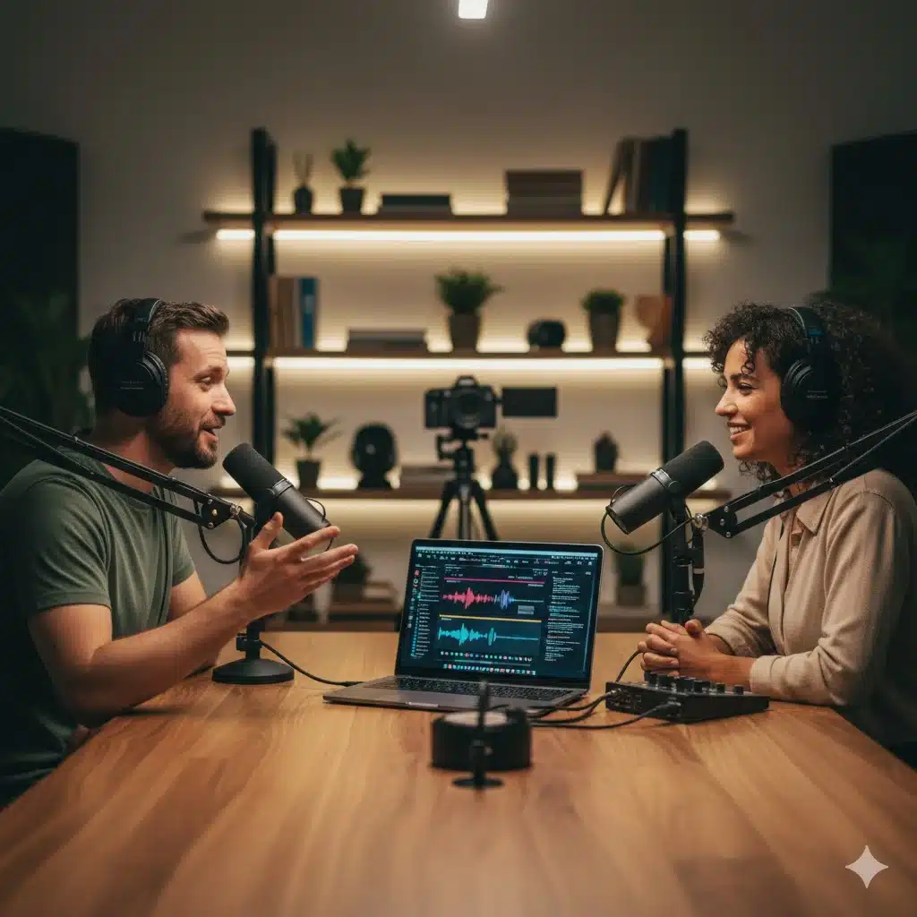 Hosts Jacob Goldstein and Robert Smith of Pushkin Industries’ new video podcast ‘Business History’ discussing stories that shaped the global economy