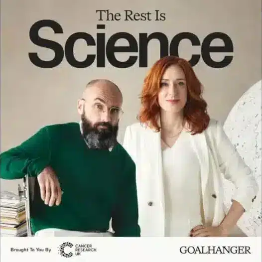 Podcast cover of Hannah Fry and Michael Stevens presenting The Rest Is Science podcast