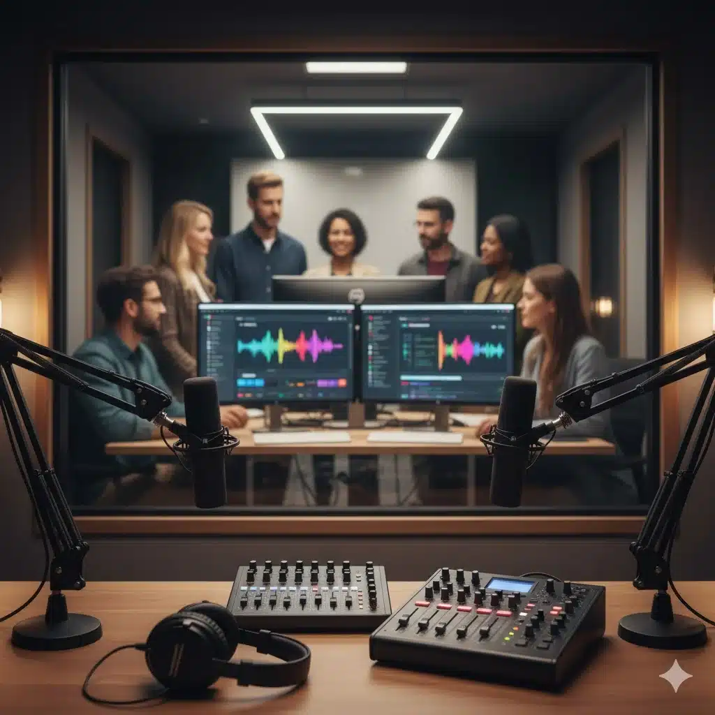 Shots Studios and Cumulus Media logos side by side representing new podcast distribution partnership.