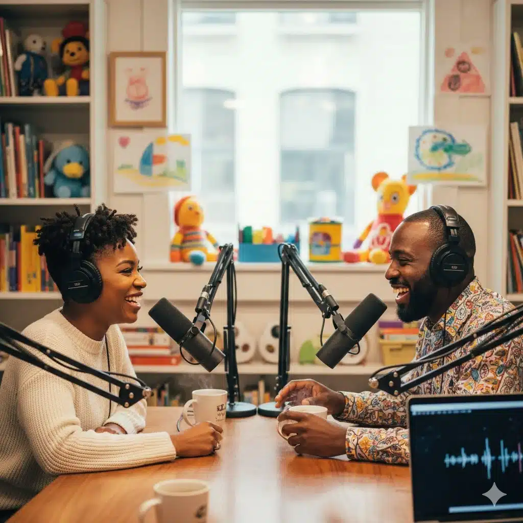Tika Sumpter and Charlamagne Tha God promoting the new kids podcast ‘Adventures of Curiosity Cove’ under The Black Effect Podcast Network