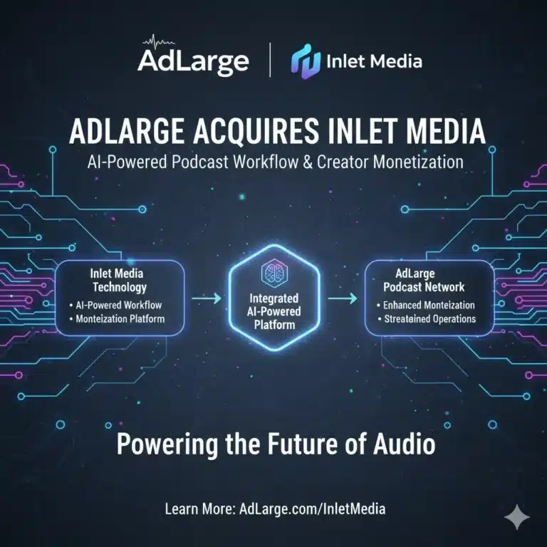 AdLarge Acquires Inlet Media to Power AI Podcast Workflow Technology In-House