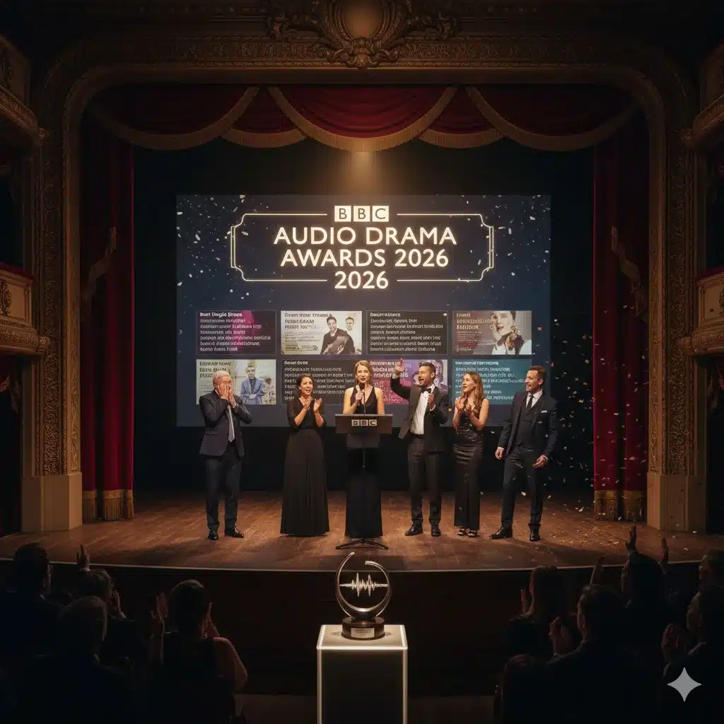 BBC Audio Drama Awards 2026 finalists announcement featuring radio drama performers and productions