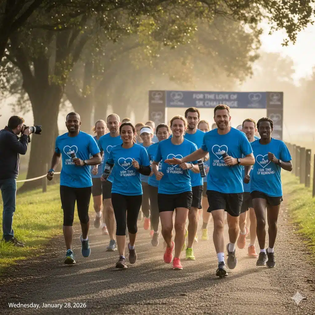 Creators from “For The Love Of Running” running platform during a 5K challenge with Science in Sport ambassador Nick Bester
