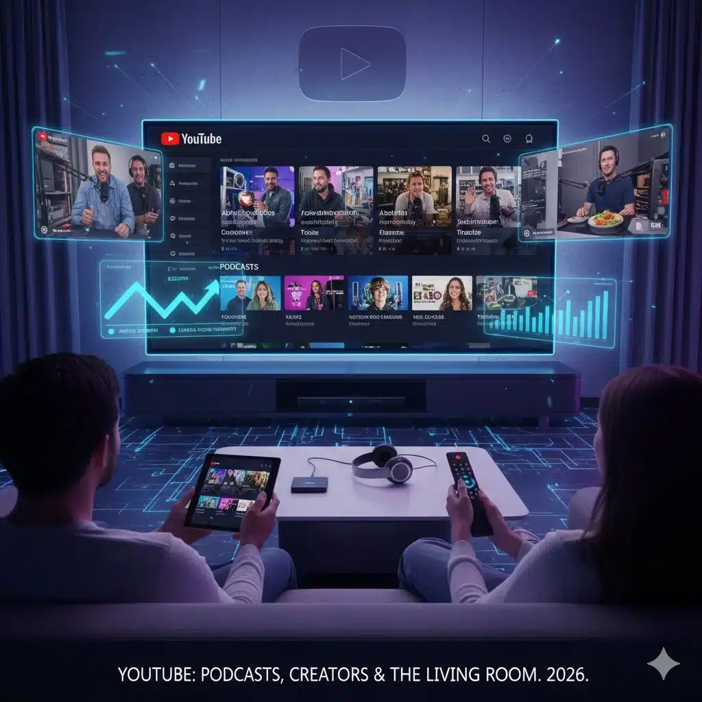 Neal Mohan announces YouTube’s 2026 strategy integrating podcasts, creators, AI tools, and TV streaming