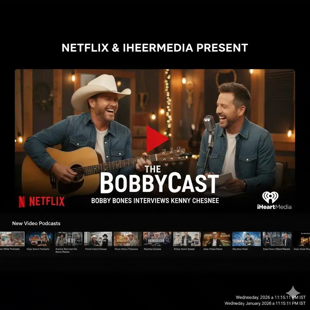 Netflix launches video podcast lineup with iHeartMedia featuring The BobbyCast and Bobby Bones interview with Kenny Chesney