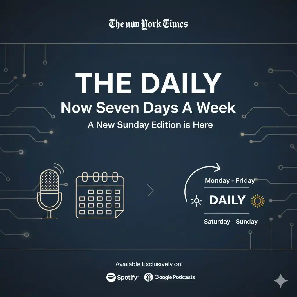 New York Times expands The Daily podcast to seven days a week with new Sunday edition