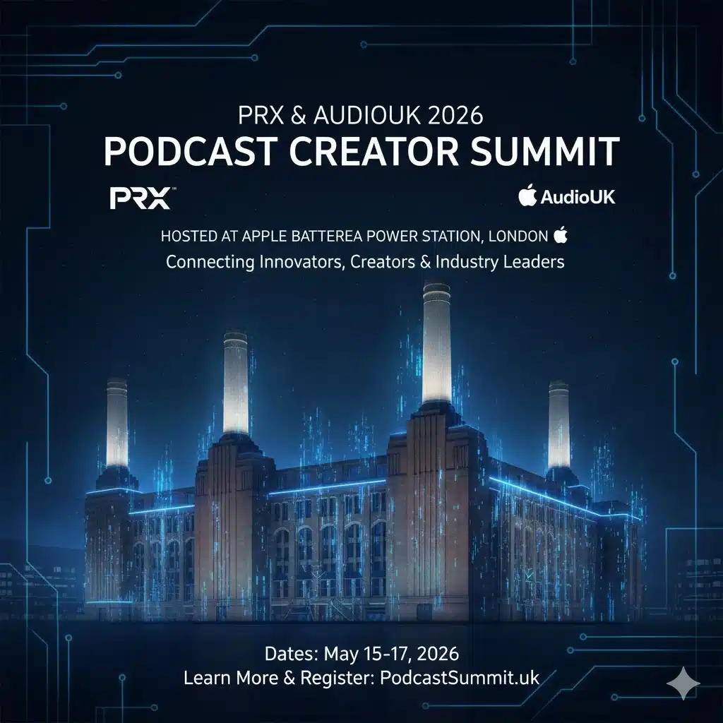 PRX and AudioUK announce the 2026 Podcast Creator Summit at Apple Battersea Power Station in London
