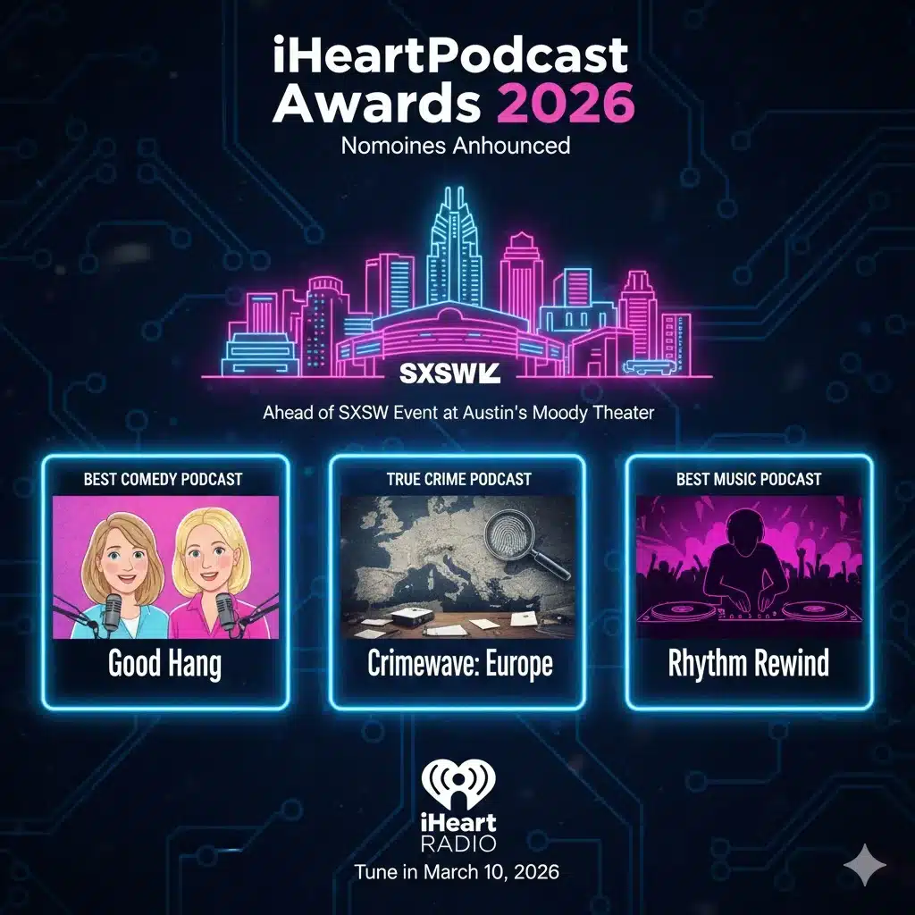 iHeartPodcast Awards 2026 nominees announced ahead of SXSW event at Austin’s Moody Theater