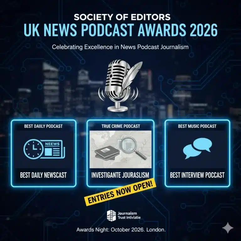 UK News Podcast Awards 2026 Launched by Society of Editors | Full Details