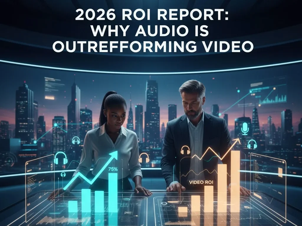 Marketers analyzing digital audio advertising ROI trends in 2026 as podcast and streaming ad spending rises