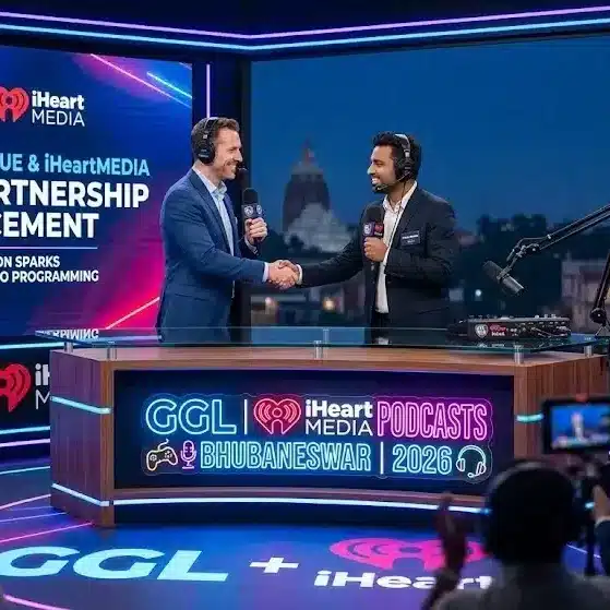 Global Gaming League and iHeartMedia podcast partnership announcement featuring Clinton Sparks and gaming culture audio programming.