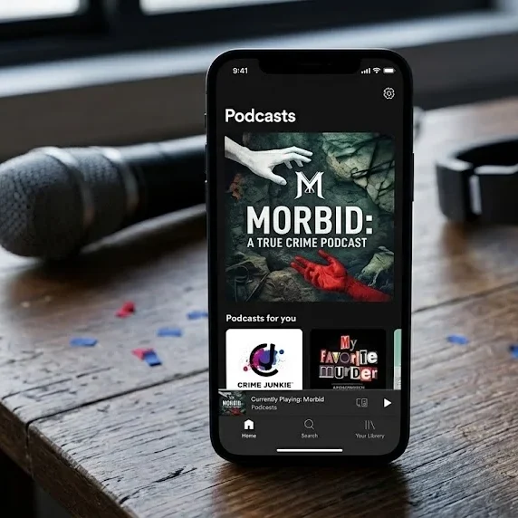 Morbid podcast cover art on Spotify platform