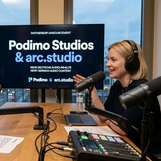 Podimo Studios partnership with German podcast label arc.studio