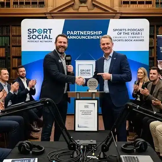 Sport Social Podcast Network partnership announcement for Sports Podcast of the Year at Charles Tyrwhitt Sports Book Award